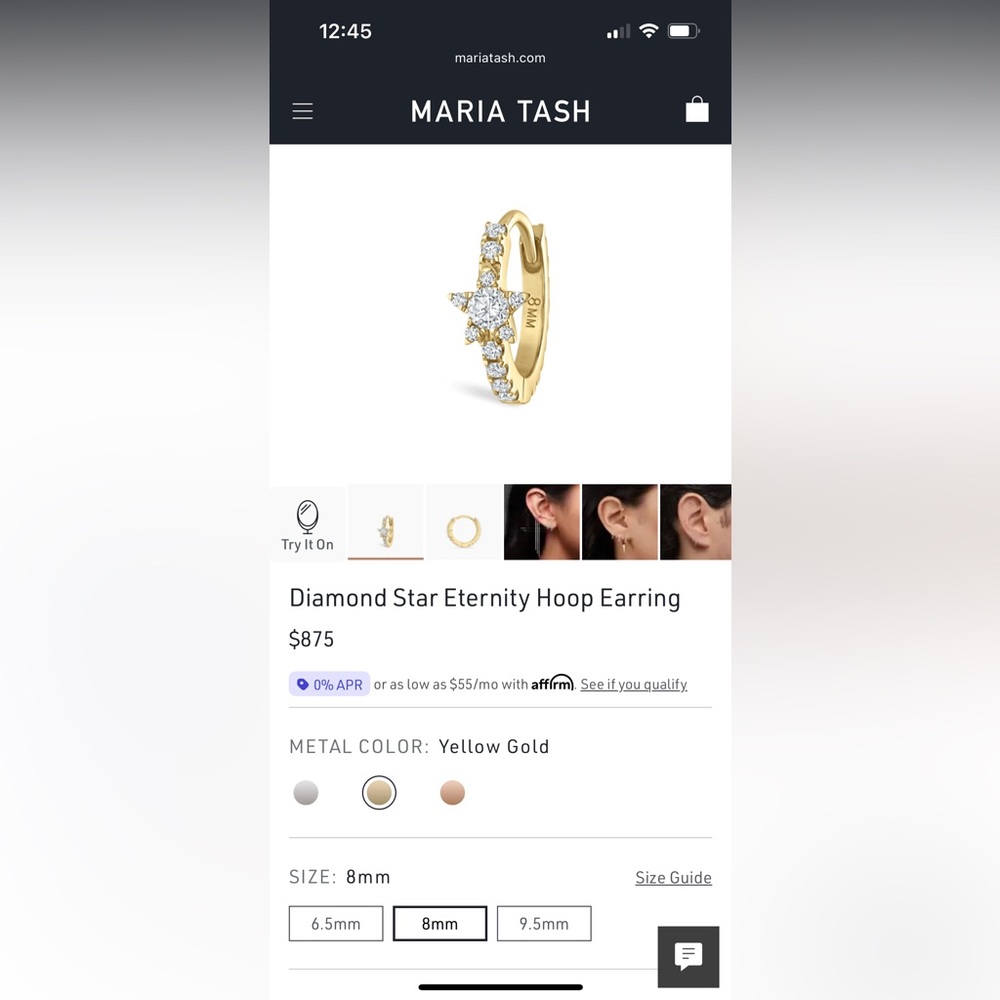 Maria Tash Diamond Star Eternity hoop - 8mm yellow gold